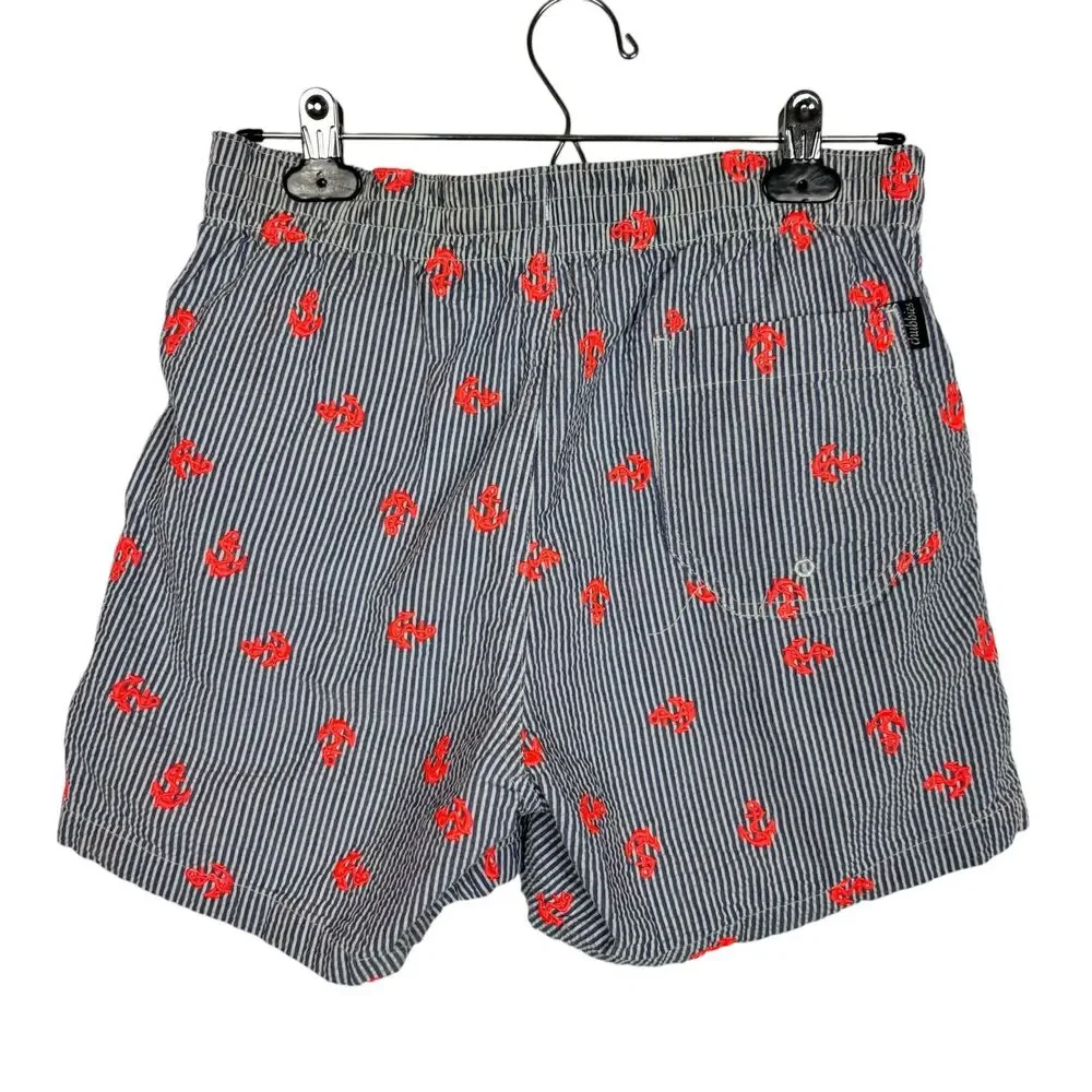 Chubbies Seersucker Orange Anchor Swim Trunks Men's Medium